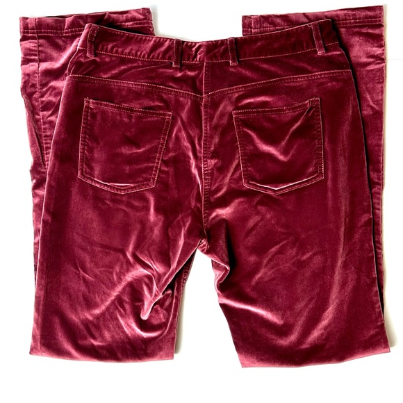 VINTAGE FACONNABLE | Deep Red Cranberry Velour Like Pants | Size 10 - Picture 8 of 13